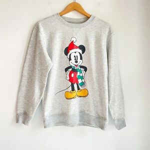 Mickey Mouse christams Holiday Theme Grey  Sweatshirt M/L